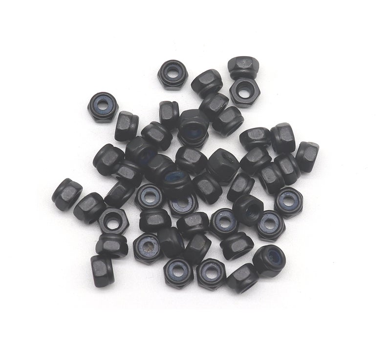 binifiMux 100Pcs M2.5 x 0.45mm Nylon Inserted Hex Self Lock Nuts, Black Zinc Plated, DIN985 - Image 1